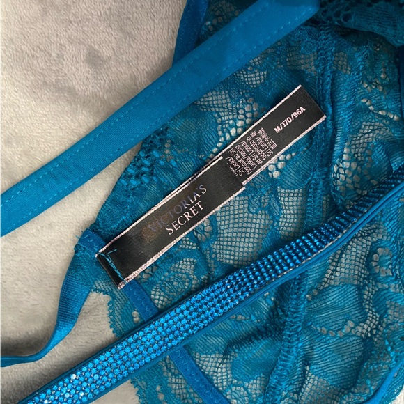 New! Victoria’s Secret Very Sexy Blue Lace Triangle Shine Strap Teddy 4302 - Picture 6 of 10